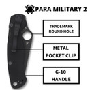 Spyderco Para Military 2 Signature Knife with 3.42" CPM S45VN Steel Blade & Black G-10 Handle, PlainEdge - C81GPBK2