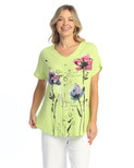 Jess & Jane Mineral Washed Gauze Short Sleeve Top - M104 Lime 