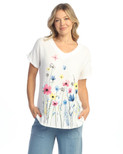Jess & Jane Mineral Washed Gauze Short Sleeve Top M104 (Chloe White)