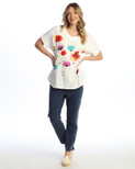 Jess & Jane Mineral Washed Gauze Short Sleeve Top - M104 (Joyful White)