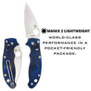 Spyderco Manix 2 Lightweight Translucent Blue PlainEdge | C101PBL2