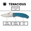 Spyderco Tenacious Folding Utility Pocket Knife with 3.35 In R.I.L. Blue Titanium Blade and Durable Handle - Everyday Carry - PlainEdge - C122TIBLP