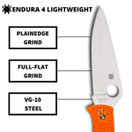 Spyderco Endura 4 Lightweight Signature Knife 3.80" C10FPOR - Orange