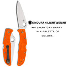 Spyderco Endura 4 Lightweight Signature Knife 3.80" C10FPOR - Orange