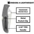 Spyderco Endura 4 Lightweight Signature Knife 3.80" CIOFPGY - Grey
