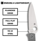 Spyderco Endura 4 Lightweight Signature Knife 3.80" CIOFPGY - Grey