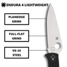 Spyderco Endura 4 Lightweight Signature Knife 3.80" C10FPBK - Black
