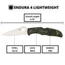 Spyderco Endura 4 Lightweight Signature Knife 3.80' C10ZFPGR - Zome Green