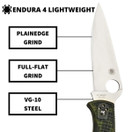 Spyderco Endura 4 Lightweight Signature Knife 3.80' C10ZFPGR | Zome Green
