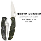 Spyderco Endura 4 Lightweight Signature Knife 3.80' C10ZFPGR | Zome Green
