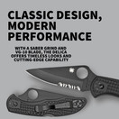 Spyderco Delica 4 Black Handle - Black Steel Blade - C11PSBBK