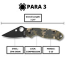 Spyderco Para 3 Camo Signature Folding Utility Pocket Knife C223GPCMOBK
