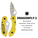 Spyderco Dragonfly 2 Lightweight Salt Knife Yellow FRN Handle SpyderEdge C28SYL2
