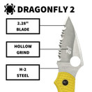 Spyderco Dragonfly 2 Lightweight Salt Knife Yellow FRN Handle SpyderEdge C28SYL2