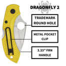 Spyderco Dragonfly 2 Lightweight Salt Knife Yellow FRN Handle SpyderEdge C28SYL2