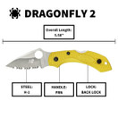 Spyderco Dragonfly 2 Lightweight Salt Knife Yellow FRN Handle SpyderEdge C28SYL2