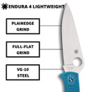 Endura 4 Lightweight Signature Knife PlainEdge | C10FPBL Blue