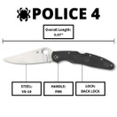 Spyderco Police 4 Lighweight Knife -PlainEdge C07PBK4