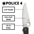 Spyderco Police 4 Lighweight Knife - PlainEdge C07PBK4
