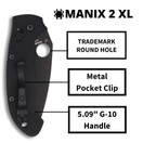 Spyderco Manix 2 XL Folding Knife - PlainEdge S895GPBBK2 Black