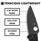 Tenacious Lightweight EDC Folding Utility Knife - 3.39" PlainEdge - C122PBBK