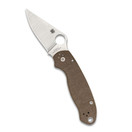 Spyderco Para 3 Folding Pocket Knife Brown Canvas Micarta Handle - C223MPCW