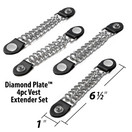 Diamond Plate 4-Piece Vest Extender Set - Jacket Accessories with Chrome Finish