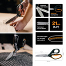 Fiskars PowerArc Heavy-Duty Scissors, Up to 30% More Power, Length 21cm, Durable Stainless Steel Blade/Plastic Handles, Black/Orange, 1027204 Fiskars PowerArc Heavy-Duty Scissors, Up to 30% More Power, Length 21cm, Durable Stainless Steel Blade/Plastic Handles, Black/Orange, 1027204