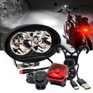 OZ-USA E-Bike High-Output White LED Headlight USB Rechargeable Brake Light 
