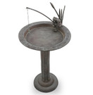 SPI Home Fishing Frog Cast Aluminum SundialBirdbath 31 Inches Tall, bronze