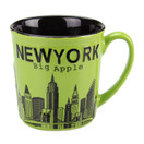 New York Big Apple City Skyline Jumbo Ceramic Mugs - 12oz (Lime Green)