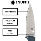 Spyderco Enuff 2 Fixed Blade Blue K390 - SCFB31SBL2K390