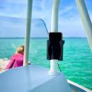 Golf Cart Phone Holder – Universal Phone Caddy for Golf Carts & Boats – Secure Mount for Square Struts & Round Poles – Fits Large Phones & Thick Cases – No Tools Needed