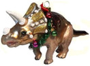 December Diamonds 79-80521 Glass Triceratops Dinosaur w/ Garland Ornament 7 Inch