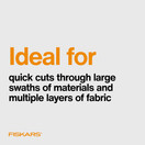 Fiskars 9" Orange-Handled Bent Dressmaker Fabric Scissors, Stainless Steel