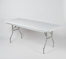 Kwik-Covers Rectangular Fitted Plastic Table Covers, 6' x 30" (6 Feet), Red, White, Blue