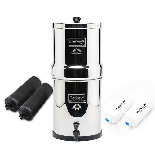 Travel Berkey Water Filter with 2 Black Berkey Filters and 2 PF2 Fluoride Filters