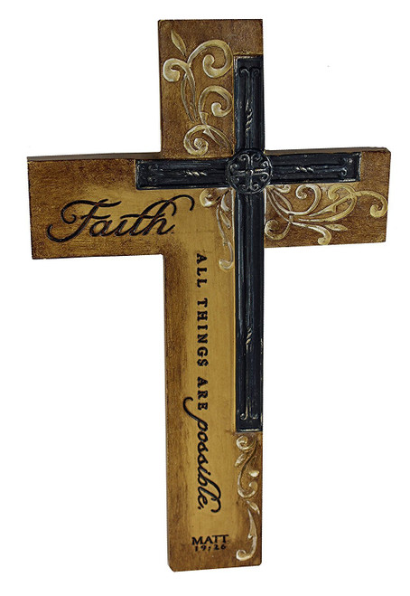 Intaglio Resin Wall Cross - Faith - All Things