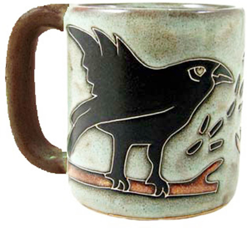 One (1) MARA STONEWARE COLLECTION - 16 Oz Coffee Cup Collectible Dinner Mug - Raven Bird Design