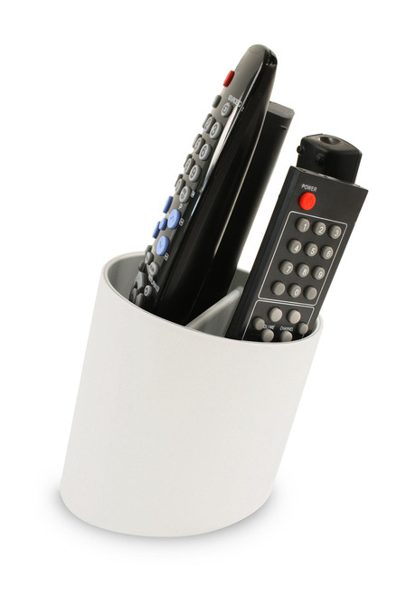 Tilt Remote Control Tidy Remote Holder and TV Remote Organizer (White/Grey)