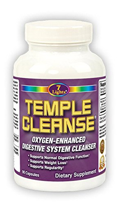 7 Lights Nutrition - 90 Capsules - Temple Cleanse Oxygen Colon Cleanser - Magnesium With Potassium Citrate. Helps Improve Constipation, Bloating, Gas, and Bowel Irregularity
