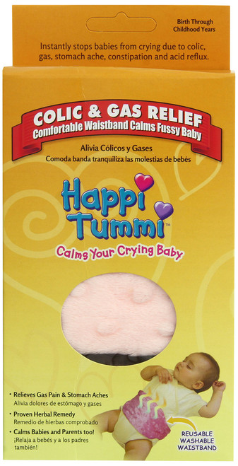 Happi Tummi Baby Gas Relief All Natural Belly Wrap Natural Herbal Aroma Therapy Relief For Infants and Babies with Colic, Gas,Upset Tummies Pretty-n-Plush Pink