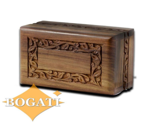 Hand Carved Rosewood Urn with Border Design - Small