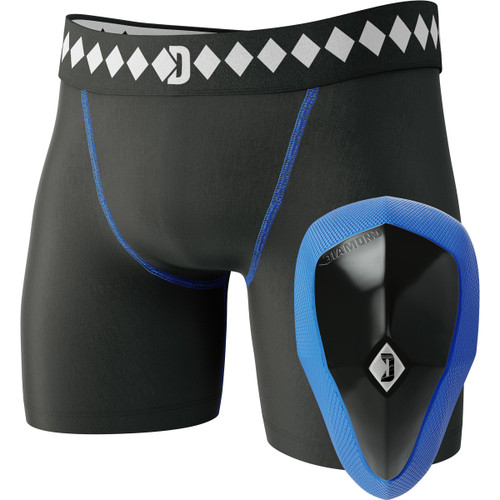 Diamond MMA Athletic Cup Groin Protector & Compression Shorts System with Built-in Jock Strap Extra Large