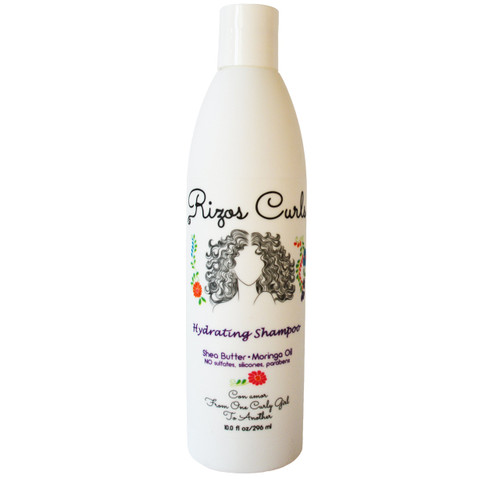 Rizos Curls Hydrating Shampoo for Curly Hair. Shea Butter Moringa Oil. Moisturizes, Strengthens Every Curl with Natural Products and Vitamins. Reduces Dry Scalp. Latina Hair Care Products