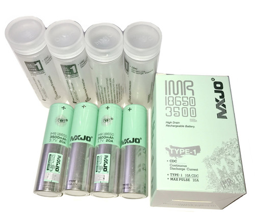 4x MXJO 18650 3500MAH 20A IMR 3.7V Authentic Flat Top High Drain Battery Free 4 Storage Cases (New Version)