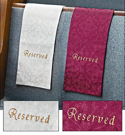 Christian Brands Embroidered Jacquard Reserve Pew Cloths Pack of 4 (White)