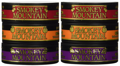 Smokey Mountain Snuff - 6 Can Sampler Pack (Grape + Peach + Cherry)