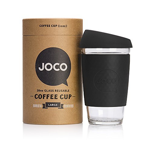 JOCO JOCO 16oz Glass Reusable Coffee Cup (Black)