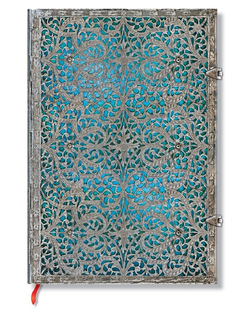 Paperblanks Paperblanks Silver Filigree Journals Maya Blue Grande, 8 1/4 in. x 11 3/4 in. 240 pages, unlined